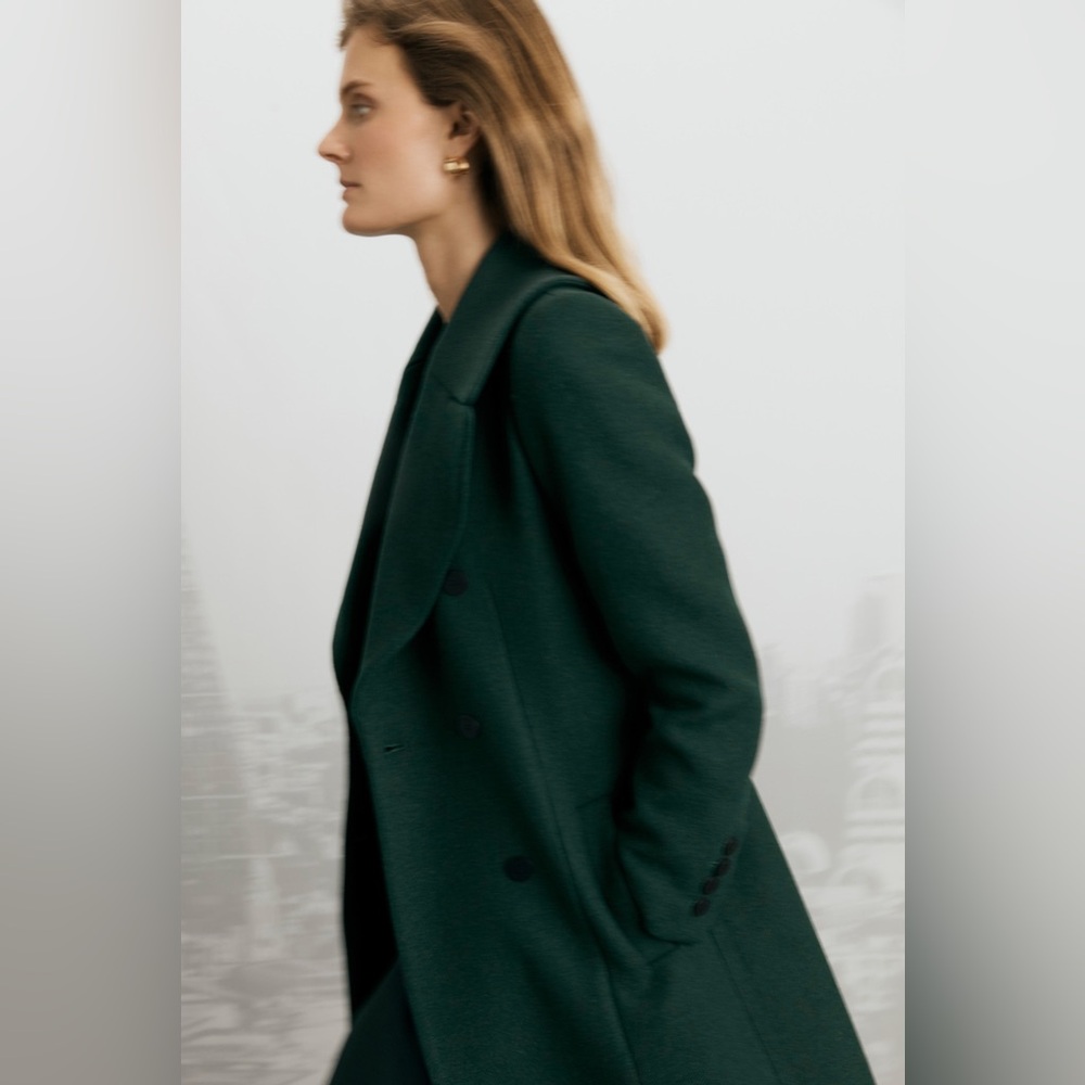 Mallia Green Wool & Cashmere Full Length Coat